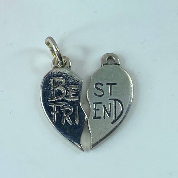 James Avery sterling BEST FRIEND charm half heart Friendship charm love JR206 - Picture 2 of 4